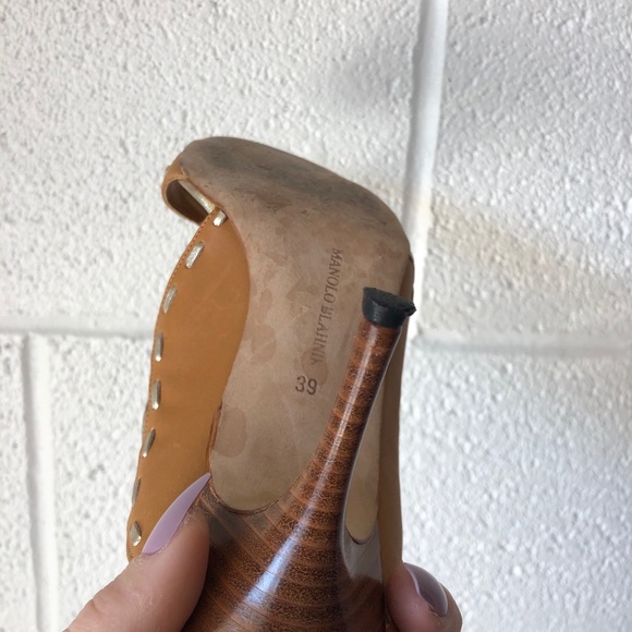 Manolo Blahnik leather slide heeled sandals sz: 9 - Picture 8 of 8